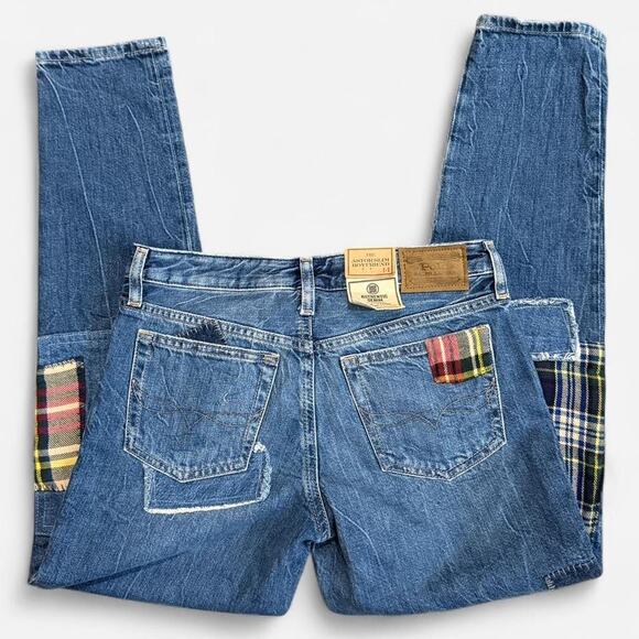 NWT Polo Ralph Lauren Astor Slim Boyfriend Plaid Patchwork Mid-Rise Jeans 14 - Picture 5 of 7